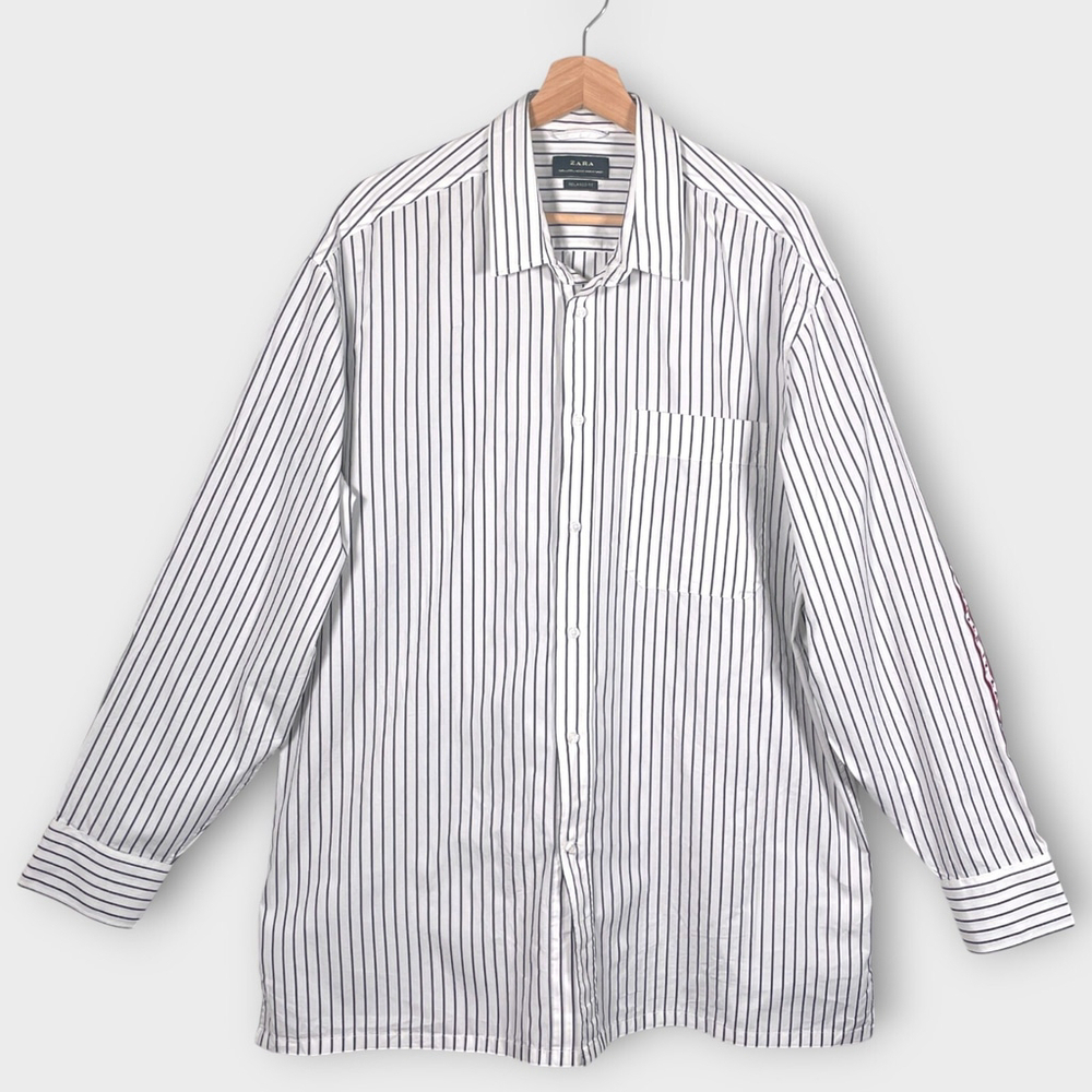 Zara Relaxed Fit Shirt Mens LARGE Slogan "Enjoy While It Lasts" Casual City EUC